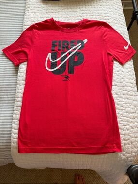 Nike Red Kids 'Fired Up' Graphic Short Sleeve Tee